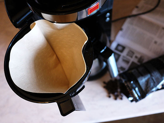 Filter paper in drip-filter coffee machine